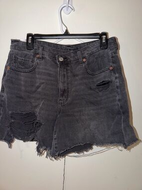 American Eagle Outfitters Black Distressed Denim Shorts